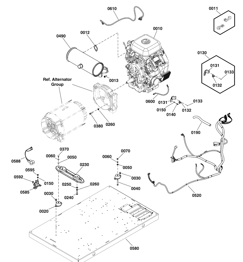 Power Group Diagram and Parts List for 040588-01  Briggs and Stratton Generator